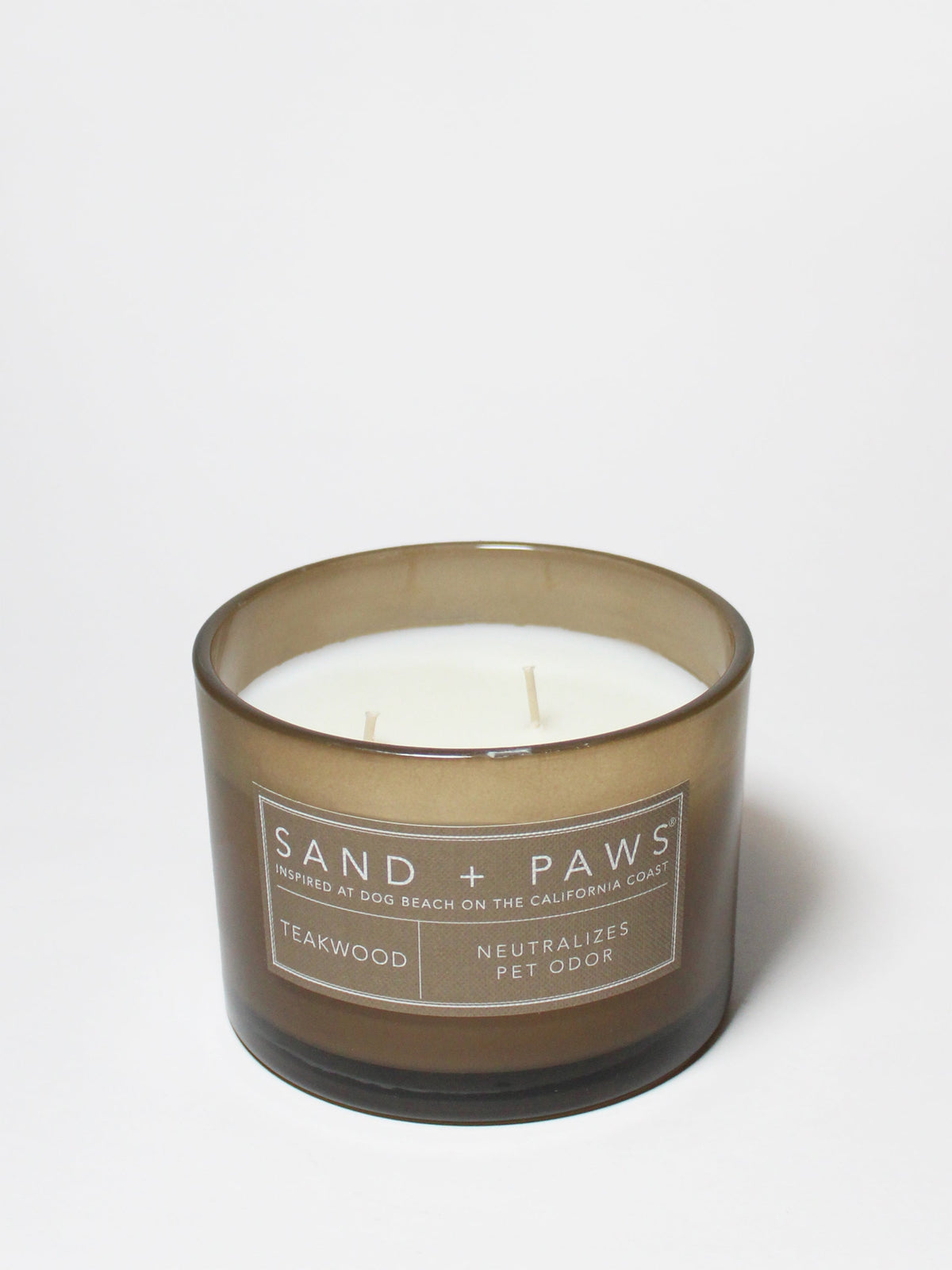 Cozy Sand + Paws Teakwood 12 oz scented candle